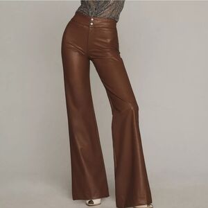 ASKK NY Tan Brown Brighton Faux Leather Flare Pants